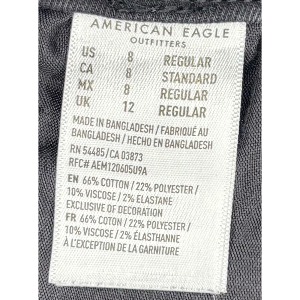 American Eagle Flare Jeans Women 8 Black Excellent Curvy Highest Rise Button Fly - Picture 7 of 14